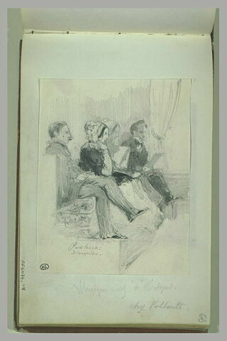 Quatre personnages, assis, sur une estrade, image 1/1