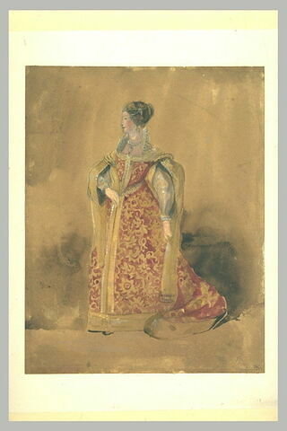 Projet de costume pour la reine Elisabeth d'Angleterre, image 1/1