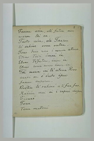 Texte manuscrit en langue tahitienne, image 2/2
