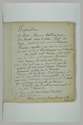 Texte manuscrit en langue française, image 2/2