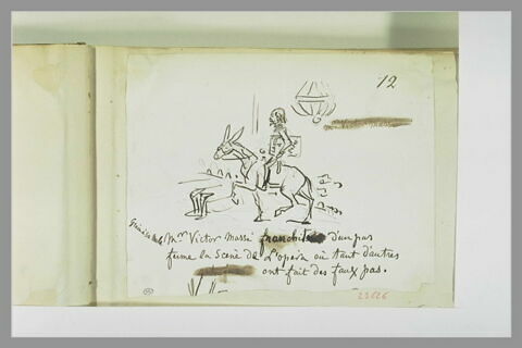 Caricature : Victor Massé sur une mule à l'Opéra
