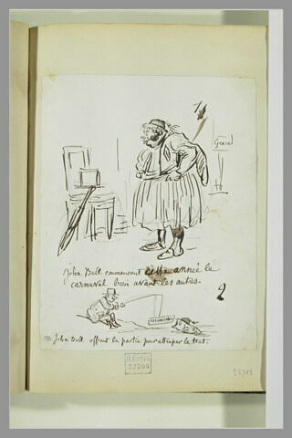 Caricatures : John Bull déguisé en grec ; John Bull pêchant à la ligne, image 1/1