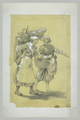 Deux femmes portant des épuisettes, marchant, image 1/1