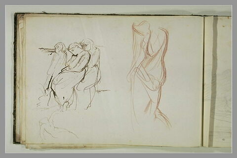 Trois femmes ; figure nue ; femme demi nue, de trois quarts, image 1/1