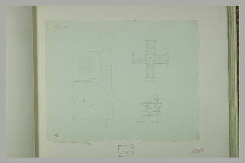 Cortone : plan ; croix ; tombeau étrusque, image 1/1