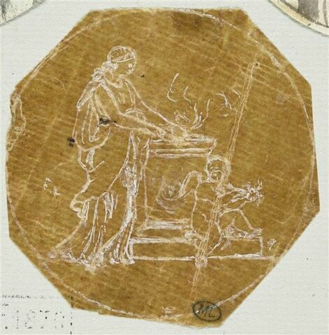 Scène antique : femme allumant le feu sur un autel, image 1/2