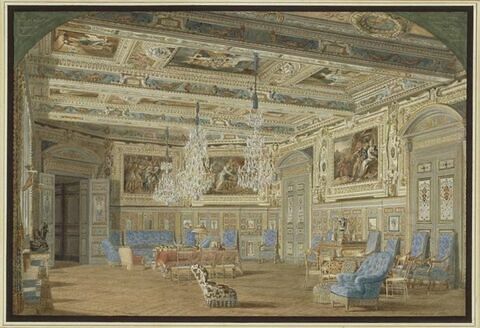Vue du salon de réception de l'empereur au palais de Fontainebleau