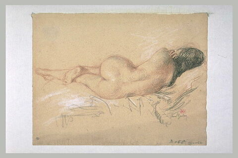 Femme nue, de dos, étendue sur le côté droit