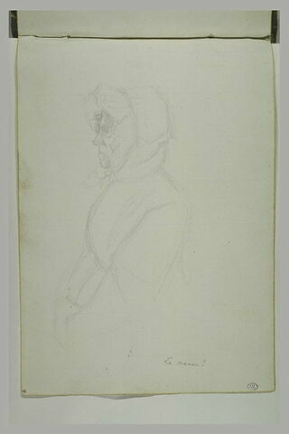 Portrait d'une femme vue de profil, portant un fichu (mère de l'artiste ?), image 1/1