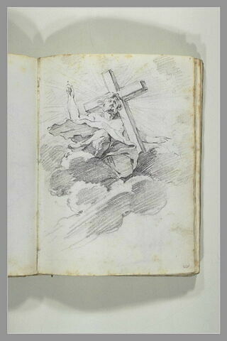 Le Christ vu en raccourci dans les nuées et portant sa croix, image 1/1