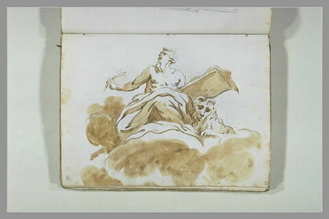 Saint Marc assis sur les nuées, retenant un parchemin sur une planche..., image 1/1