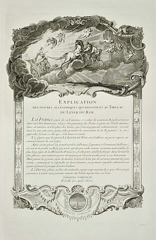Explication des figures allégoriques du Lever du Roy : texte gravé, image 1/1