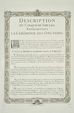 Description du tableau de la Cérémonie des onctions : texte gravé, image 1/1