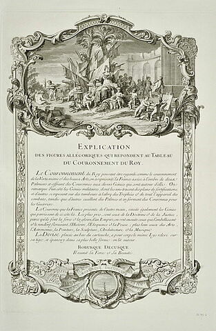 Explication des figures allégoriques du Couronnement du Roy : texte gravé, image 1/1