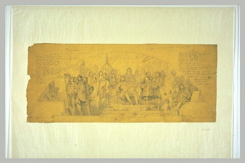 Louis XIV assis entouré de courtisans et d'artistes, image 1/1