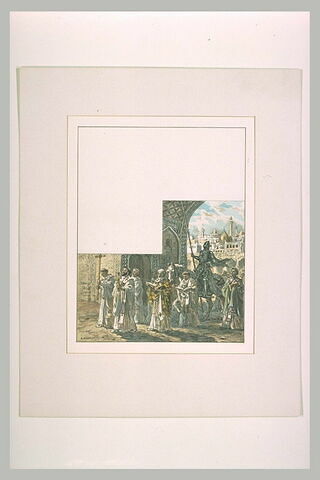 Prêtre et moines accompagnant le chevalier chrétien Patrice, image 1/1