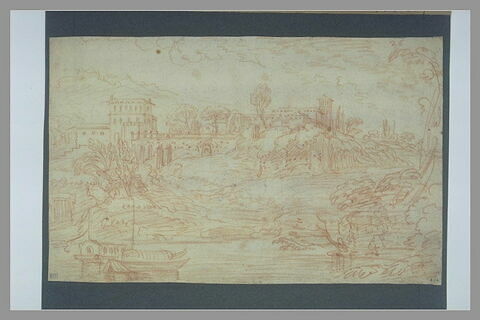 Paysage avec une rivière et une ville à l'arrière-plan, image 1/1