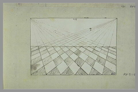 Croquis géométrique avec motif de damier en perspective, image 1/1