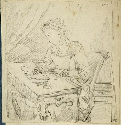 Femme assise dessinant, image 1/1