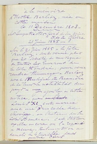 Notes sur H. Berlioz à l'occasion de la pose d'une plaque le 21 juin 1885, image 1/2