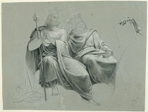 Deux rois couronnés, assis, de trois quarts à droite, image 1/1