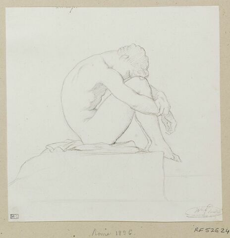 Homme assis, étude pour le tableau Jeune homme nu assis sur un rocher, image 1/1