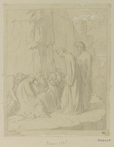 Etude pour le tableau Dante, conduit par Virgile, offre des consolations...