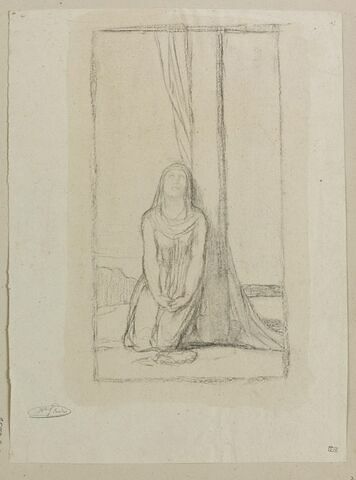Femme à genoux, au pied de la Croix, étude pour une Vierge de Douleur, image 1/1