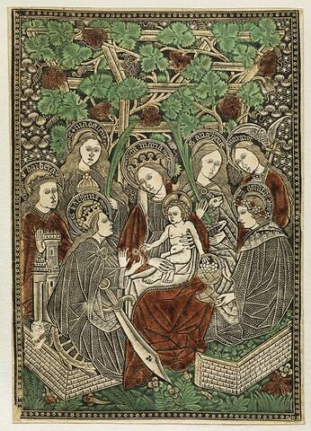La Vierge et l'enfant Jésus entourés de six saintes, image 1/1