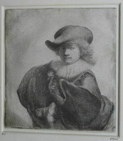 Rembrandt au chapeau rond et au manteau brodé, image 1/2