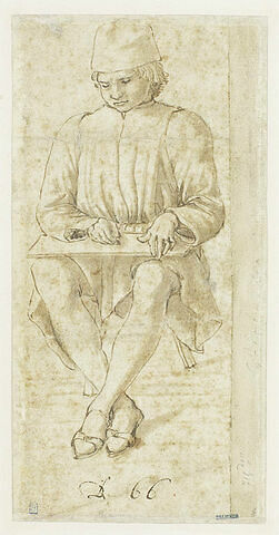 Jeune homme assis, écrivant, image 1/1