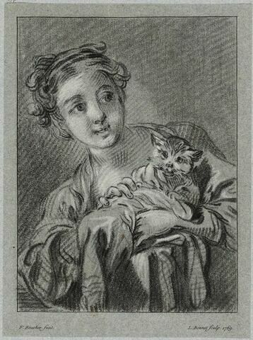 Jeune fille tenant un chat