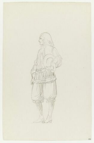 Personnage masculin en costume du XVIIe siècle. Etude pour la Réception du Grand Condé à Versailles., image 1/1