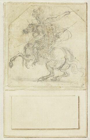 Projet de cartes à jouer : Cavalier de dos sur un cheval cabré, tenant une lance, image 1/1