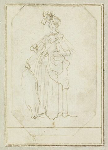 Projet de cartes à jouer : Femme debout portant un turban et tenant un bouclier