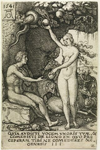 Adam et Eve mangeant le fruit défendu, image 1/1