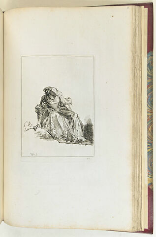 Femme coiffée d'un chapeau de paille, assise par terre, image 1/1