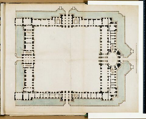 Projet pour le Louvre. Plan du rez-de-chaussée pour les bâtiments de la Cour Carrée (quatrième projet) vers 1663, image 1/1
