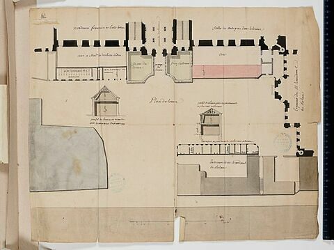 Plan du rez-de-chaussée des bâtiments de l'aile nord de la Cour Carrée du Louvre, image 1/2