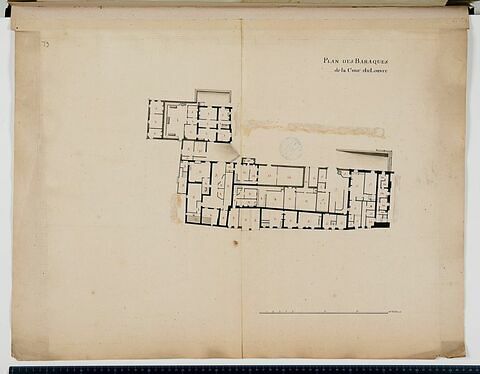 Plan des baraques dans la cour du Louvre (Cour Napoléon), image 1/2