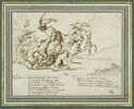 Renaud combattant un dragon et Dudon et Olivier emportés par leurs chevaux, image 1/3