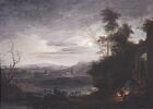 Un clair de lune avec groupe de figures se chauffant près d'un feu, image 5/6
