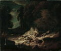 Paysage avec pêcheurs au bord d'un torrent, image 4/4