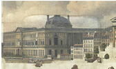 Entrée de Louis XVIII à Paris (3 mai 1814) ; passage du cortège sur le Pont-Neuf orné d'architectures provisoires ; au fond, le Louvre, image 3/5