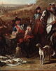 Halte de grenadiers à cheval de la Maison du Roi. Assis au centre, M. de Creil, leur commandant; au fond, la tranchée de Philippsbourg (juin 1734), image 3/5