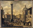 Vue de la place Colonna à Rome avec la Colonne Trajane et de l'église Sainte-Marie-de-Lorette à Rome, image 1/4