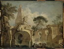 Paysage avec architectures de fantaisie, dit aussi Fontaine décorative avec une statue d'Hercule, image 3/3