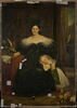 Portrait de Louise Belloc, épouse de l'artiste, et de sa fille Adélaïde ; en arrière-plan, l'autoportrait de l'artiste., image 1/3