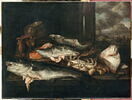 Nature morte aux poissons, avec bord de mer et pêcheurs à l'arrière-plan, image 3/4