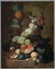 Fleurs et fruits sur une corniche de pierre, avec souris et lézard, image 1/2